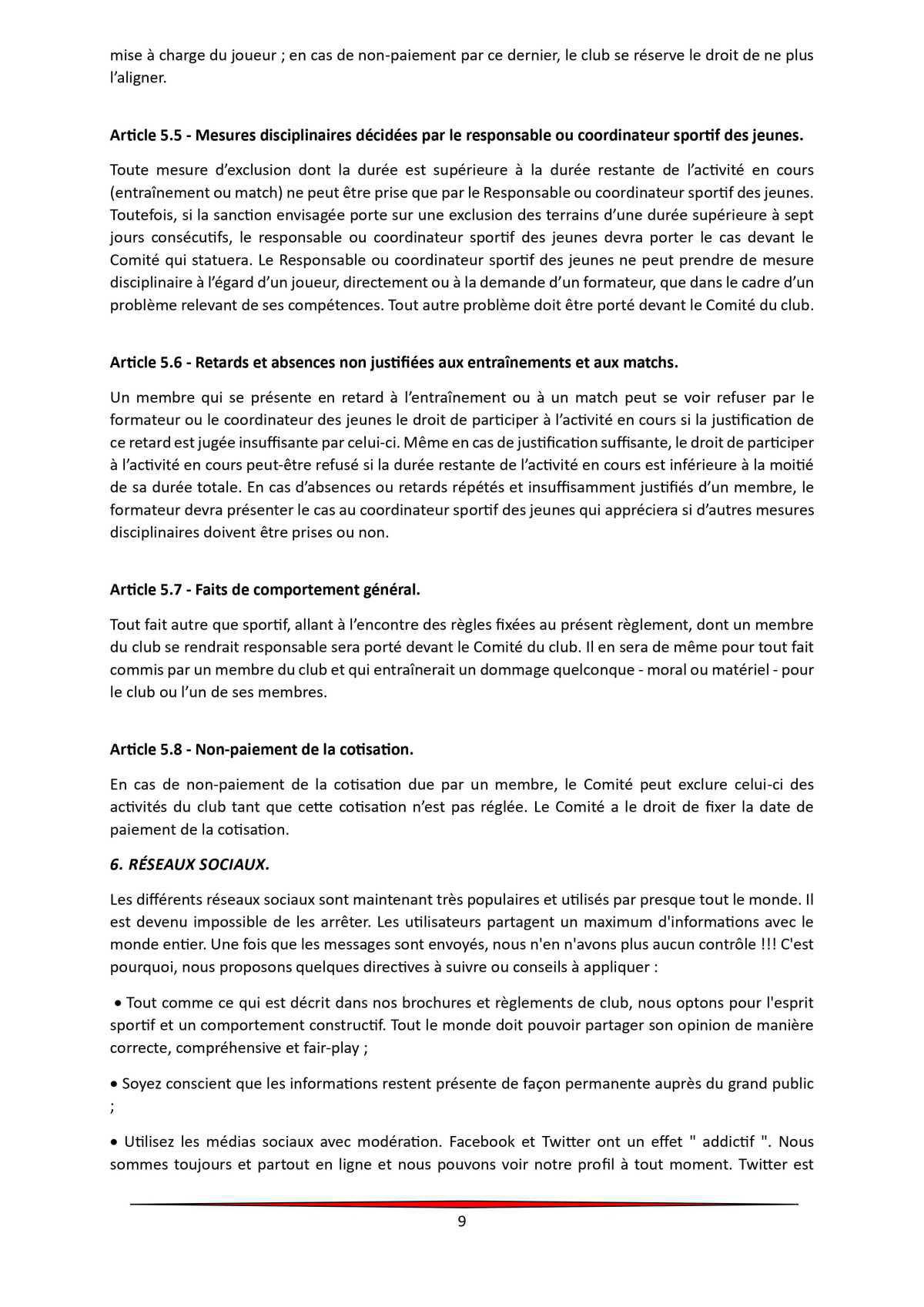 Règlement d'ordre intérieur. Règlement d'ordre intérieur.