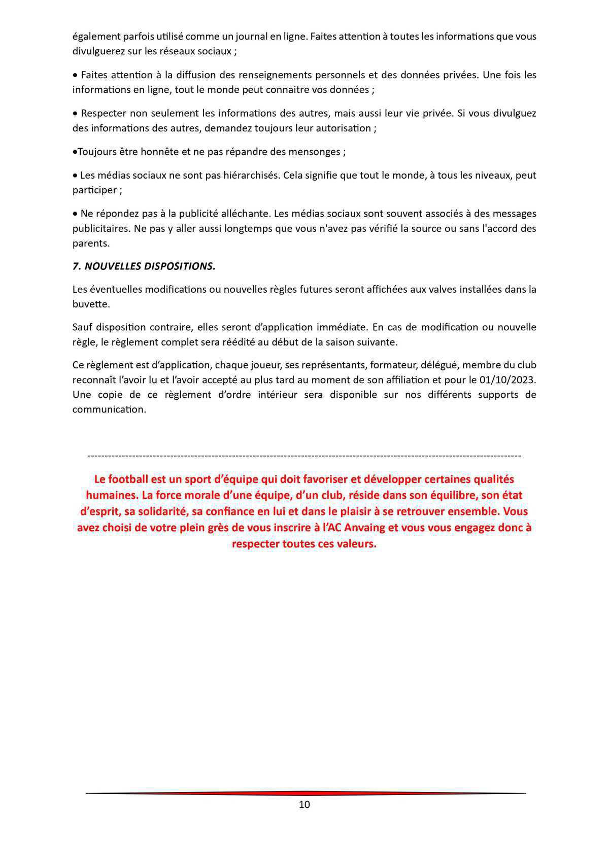 Règlement d'ordre intérieur. Règlement d'ordre intérieur.