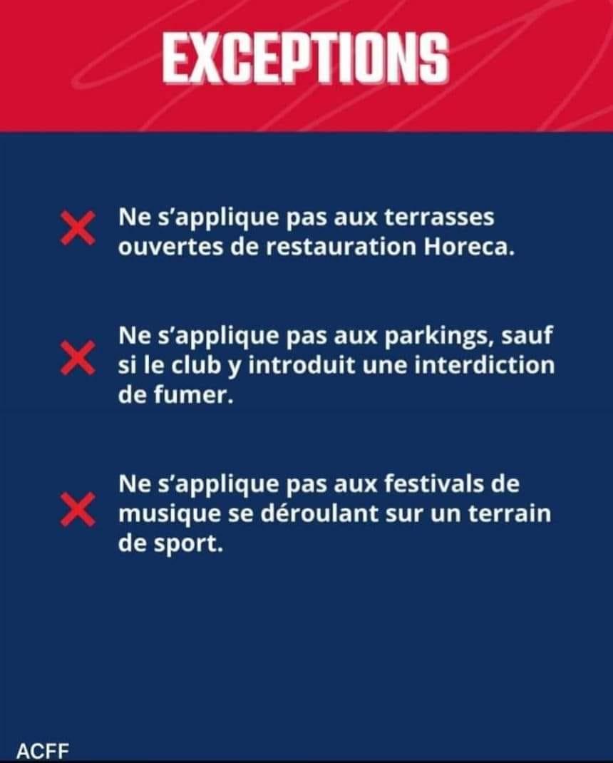 Interdiction de fumer dans les clubs sportifs.