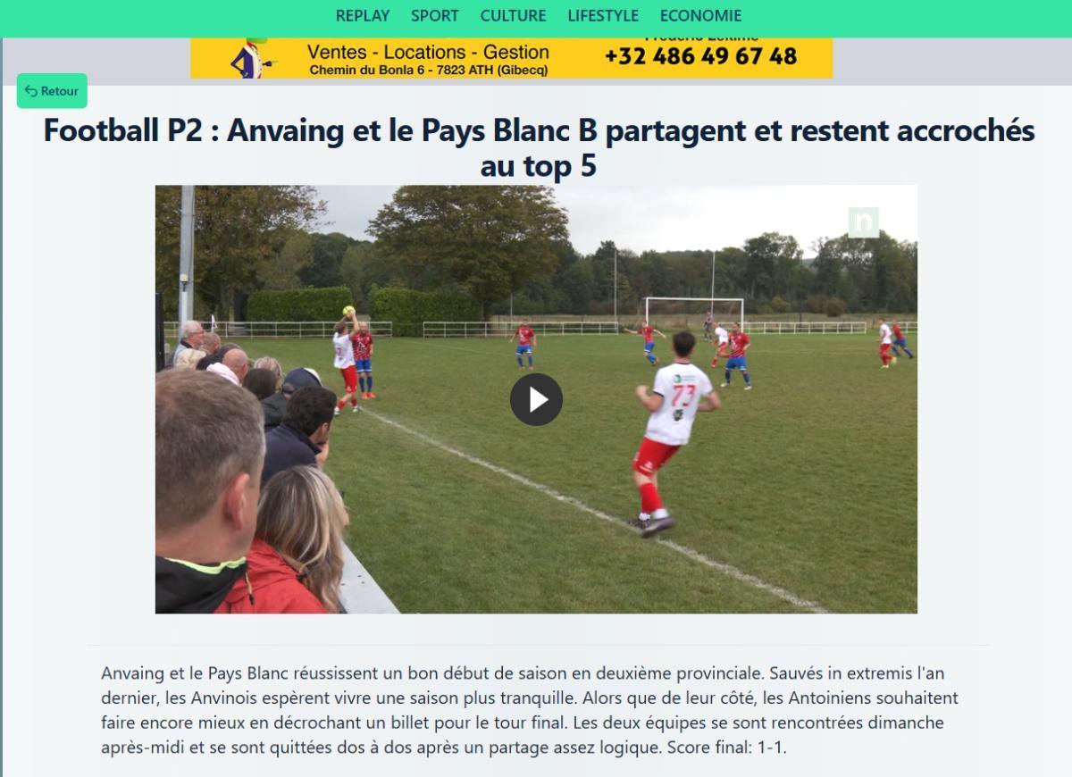 Photos et reportage match P2 ACA - RAS Pays Blanc B