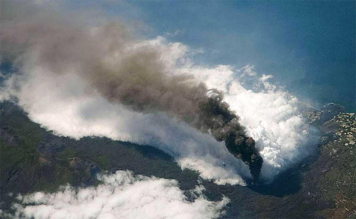 Een foto van de vulkaan op La Palma in de halve finale