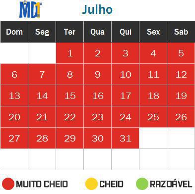 Calendário de lotação dos parques de Orlando