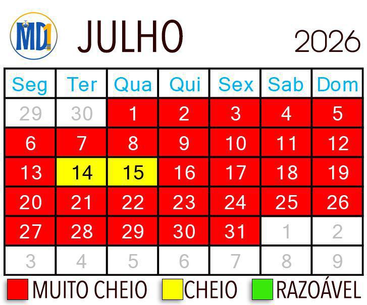 Calendário de lotação dos parques de Orlando