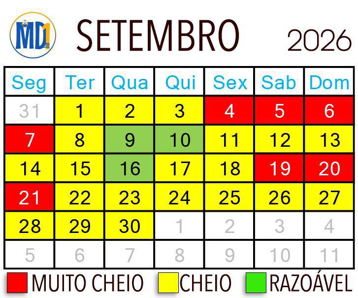 Calendário de lotação dos parques de Orlando