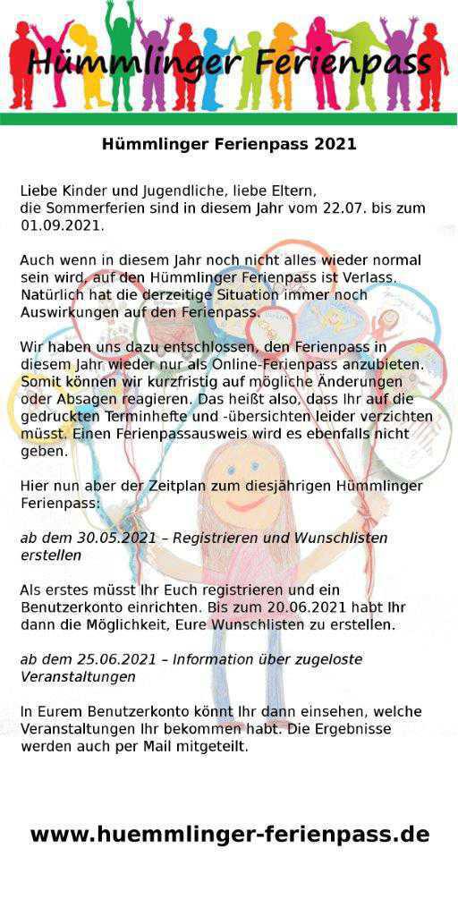 Ferienpass 2021: Registrierung ab sofort möglich