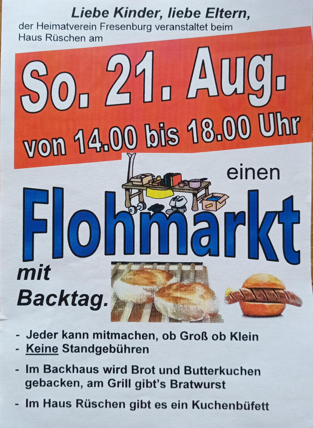 Heimatverein Fresenburg: Flohmarkt mit Backtag