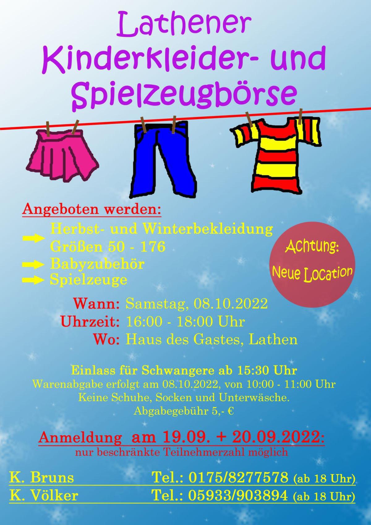 1. Kleiderbörse im Haus des Gastes in Lathen 1. Kleiderbörse im Haus des Gastes in Lathen