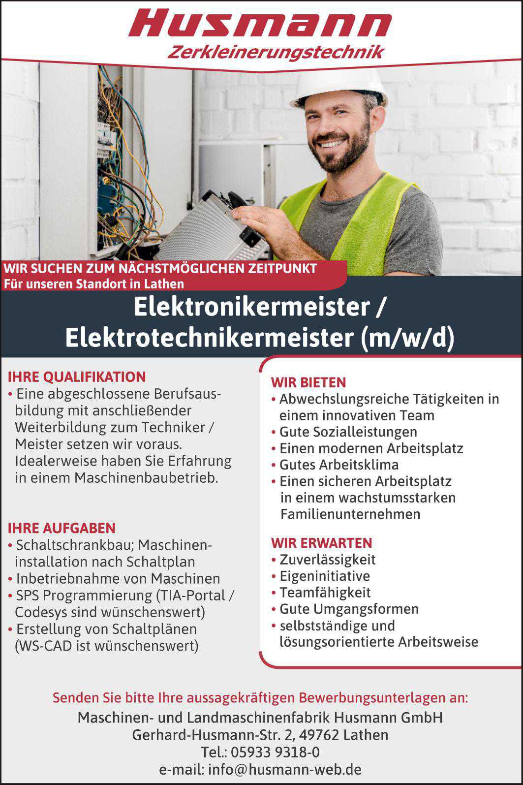 Elektronikermeister / Elektrotechnikermeister m/w/d