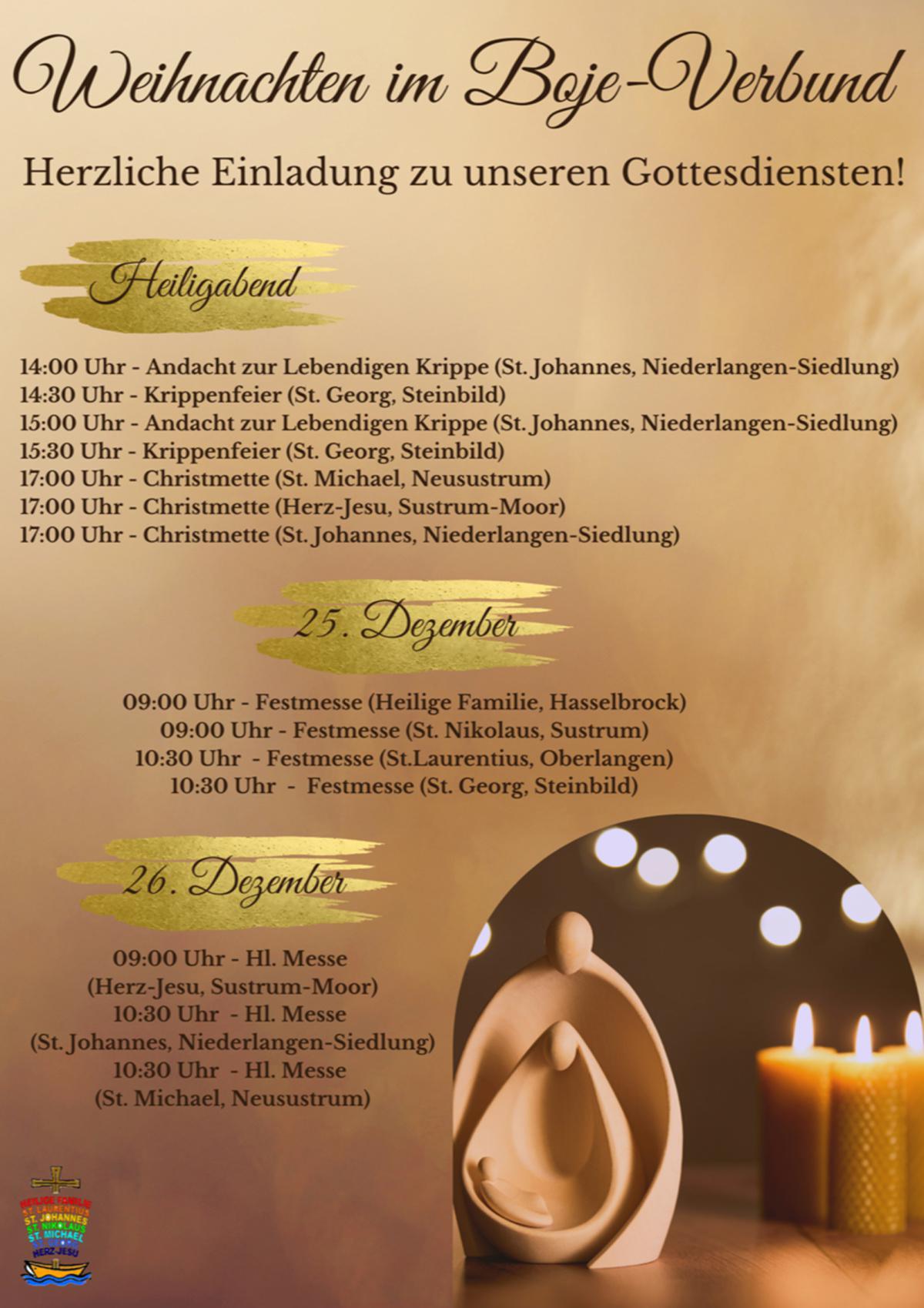 Weihnachten im Boje-Verbund - Herzliche Einladung zu unseren Gottesdiensten
