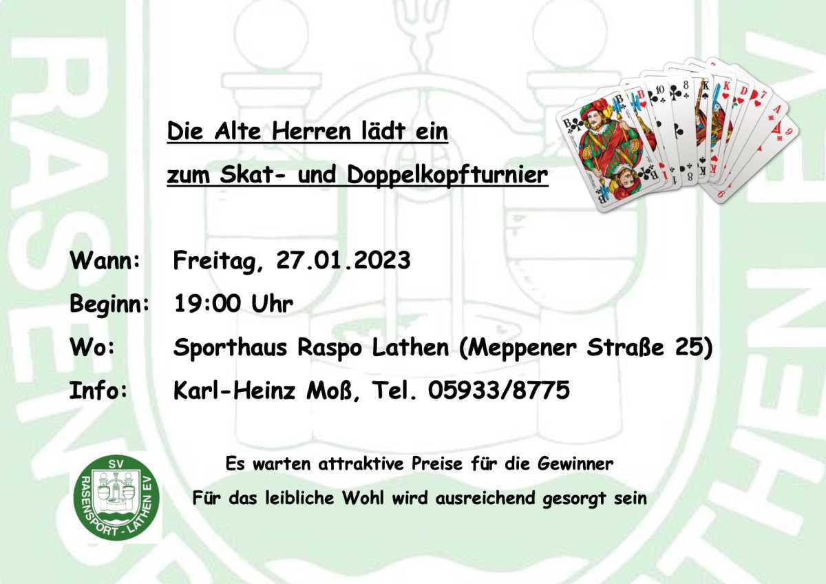 RASPO: Öffentliches Preisskat- und Doppelkopfturnier in Lathen RASPO: Öffentliches Preisskat- und Doppelkopfturnier in Lathen