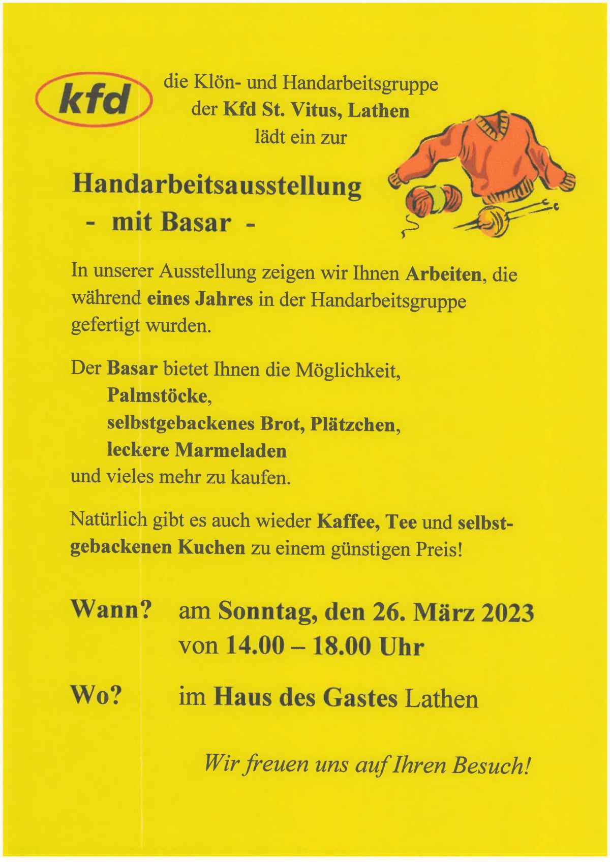 Handarbeitsausstellung (Basar) im Haus des Gastes in Lathen