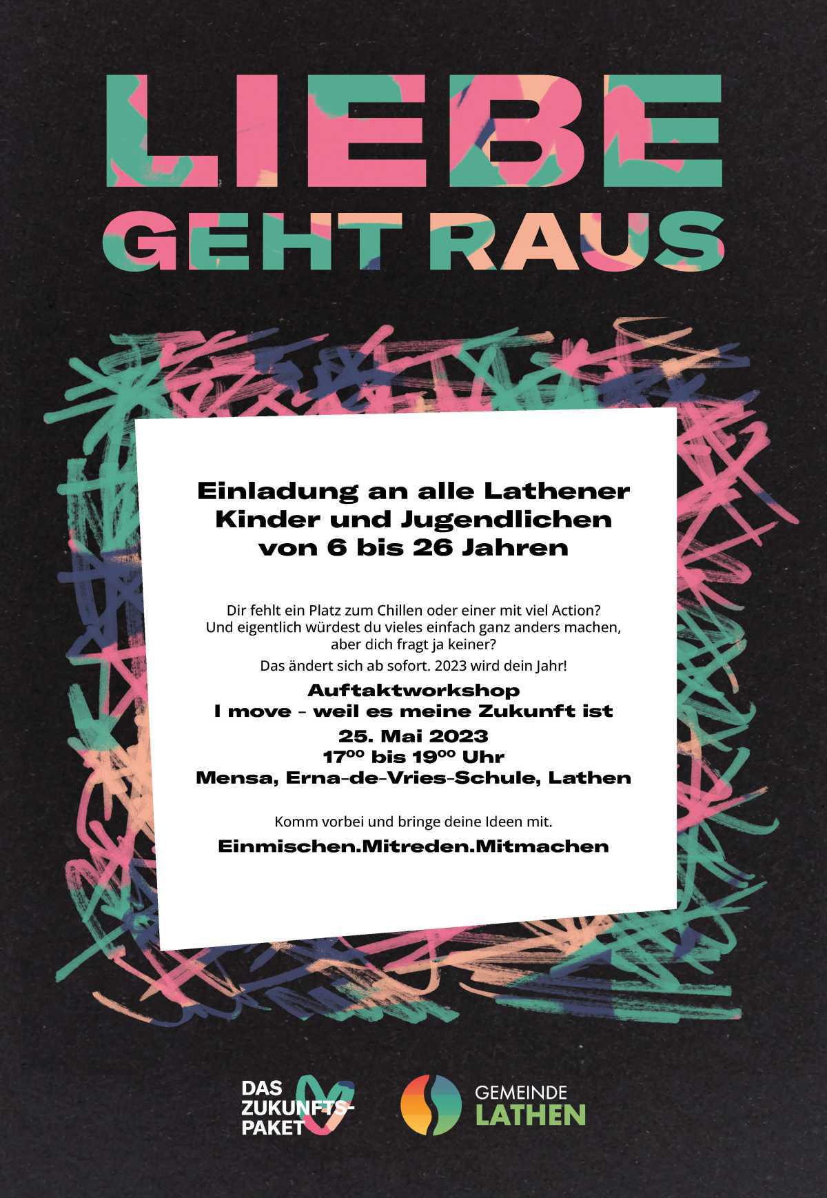 25.05.23 – Einladung an alle Lathener Kinder und Jugendlichen von 6 bis 26 Jahren 25.05.23 – Einladung an alle Lathener Kinder und Jugendlichen von 6 bis 26 Jahren