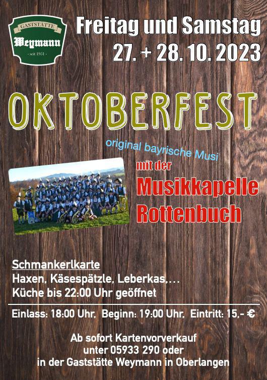 Oktoberfest bei Gaststätte Weymann in Oberlangen: Ein Wochenende voller Spaß und Musik