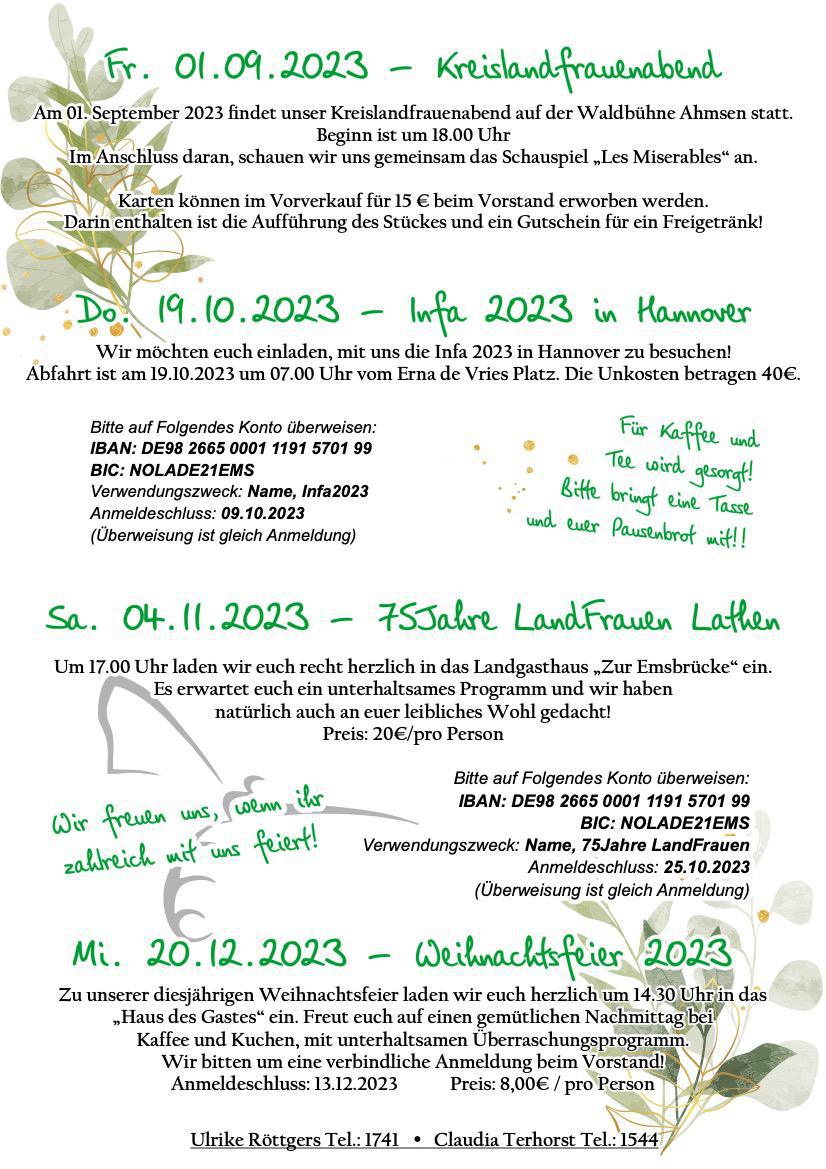 Landfrauenverein Lathen: Weihnachtsfeier 2023
