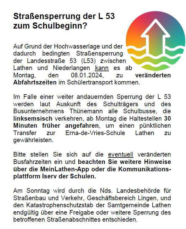 Straßensperrung der L 53 Straßensperrung der L 53