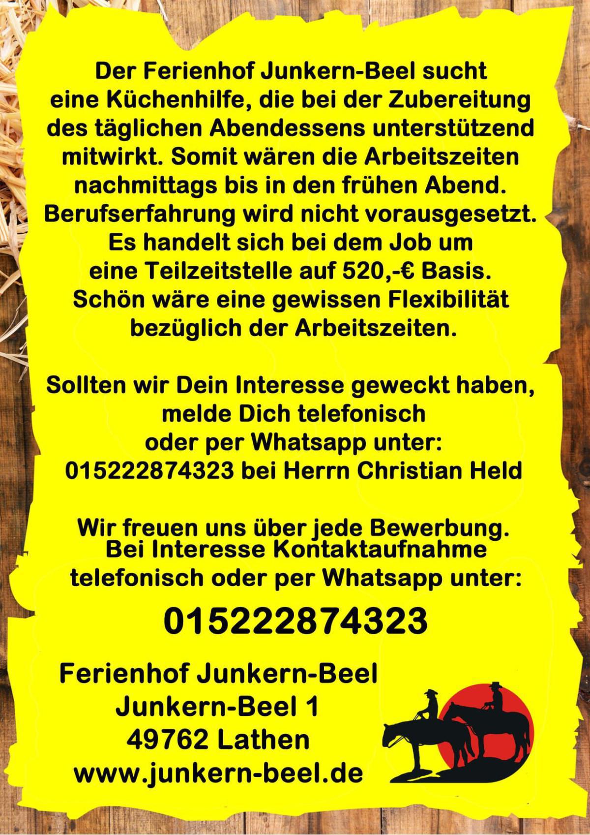 Reiterhof Junkern Beel sucht Mitarbeiter