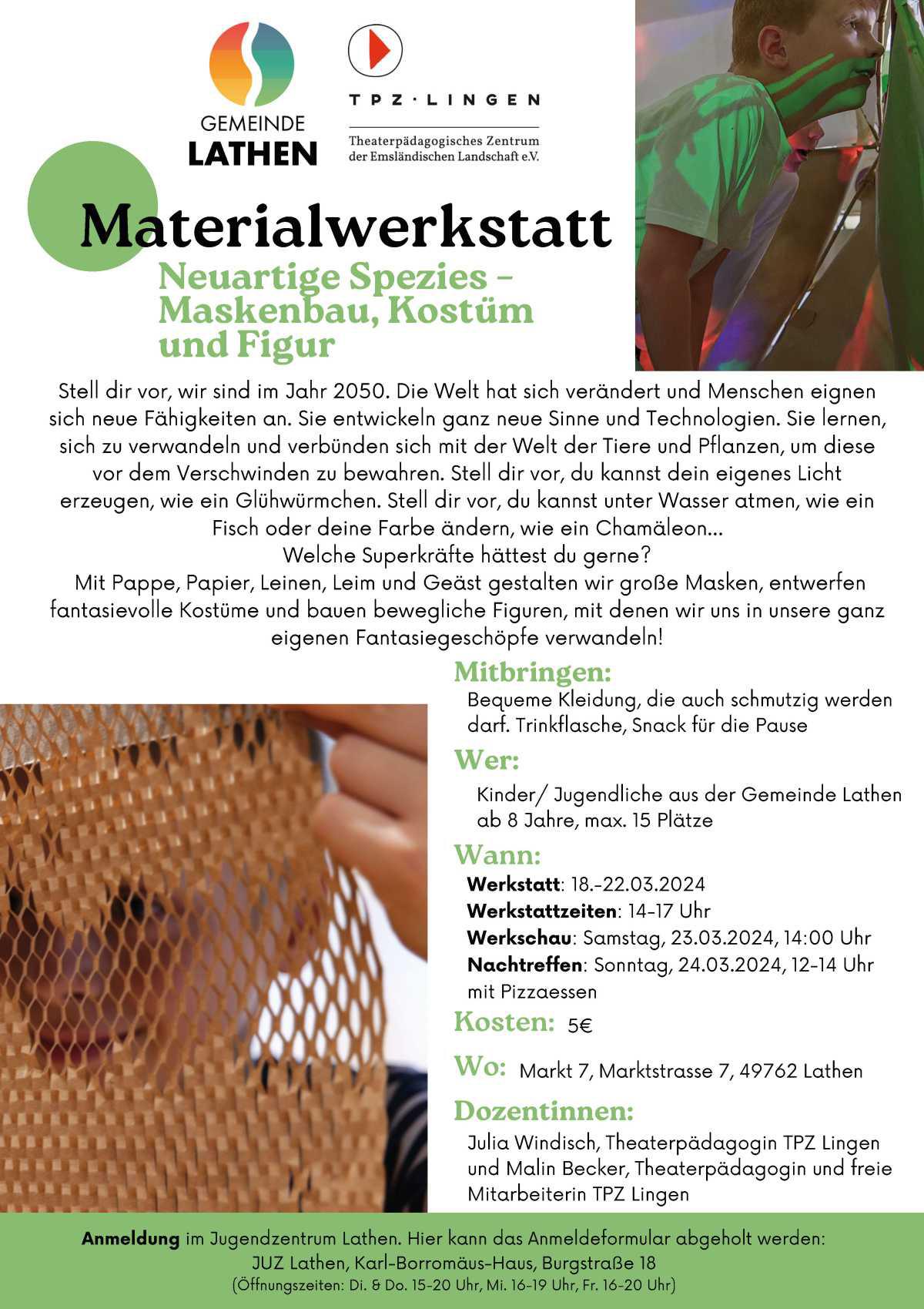 Materialwerkstatt für Kinder / Jugendliche aus der Gemeinde Lathen