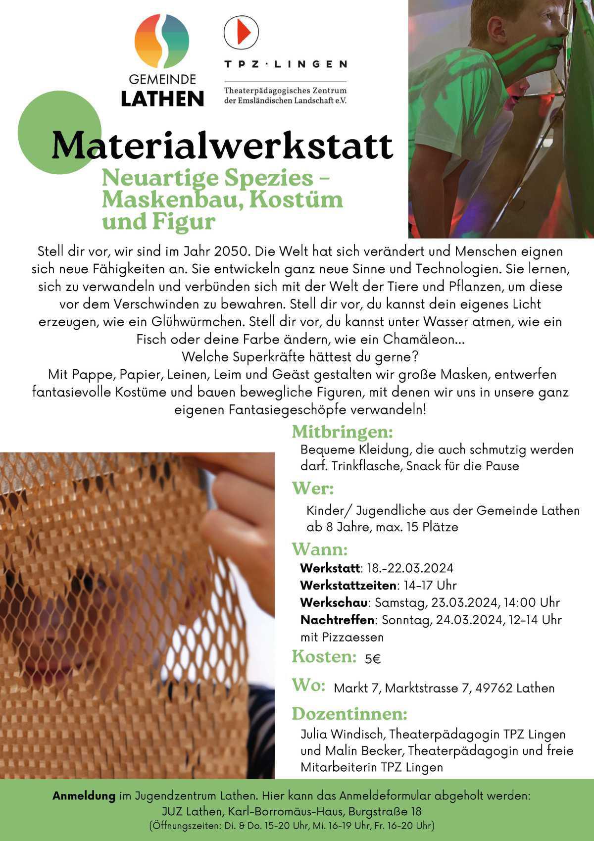 Materialwerkstatt für Kinder / Jugendliche aus der Gemeinde Lathen Materialwerkstatt für Kinder / Jugendliche aus der Gemeinde Lathen