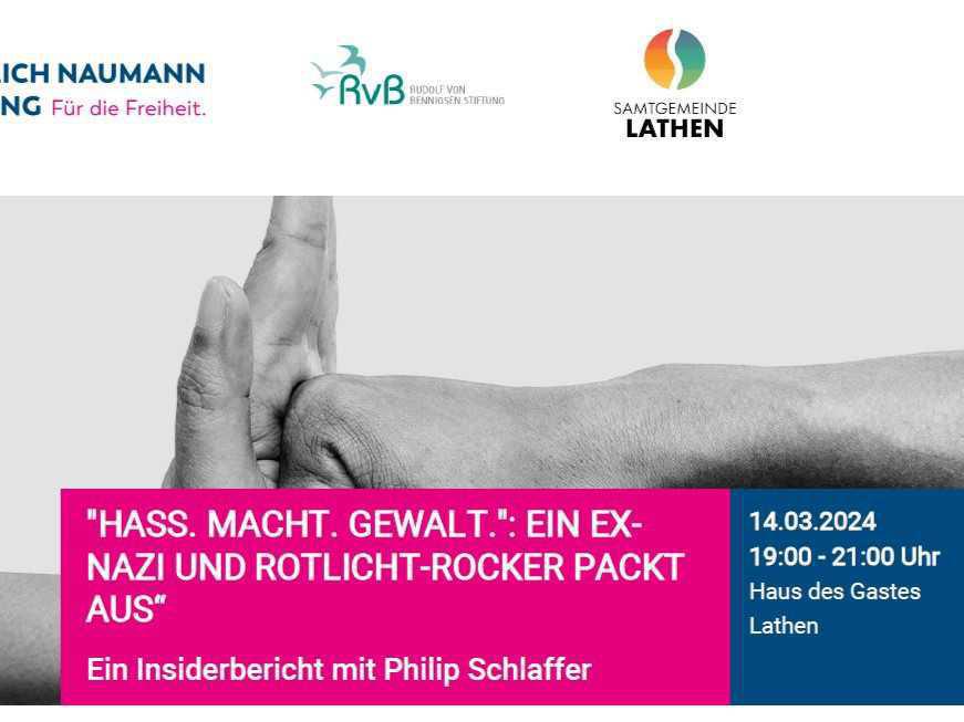 Vortrag: "Hass. Macht. Gewalt.": Ein Ex-Nazi und Rotlicht-Rocker packt aus“ Vortrag: "Hass. Macht. Gewalt.": Ein Ex-Nazi und Rotlicht-Rocker packt aus“