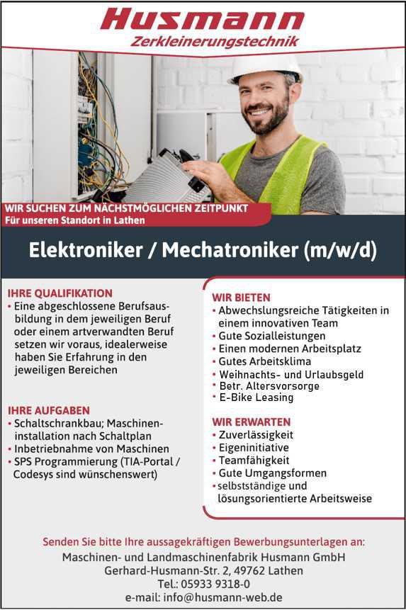 Elektroniker / Mechatroniker m/w/d