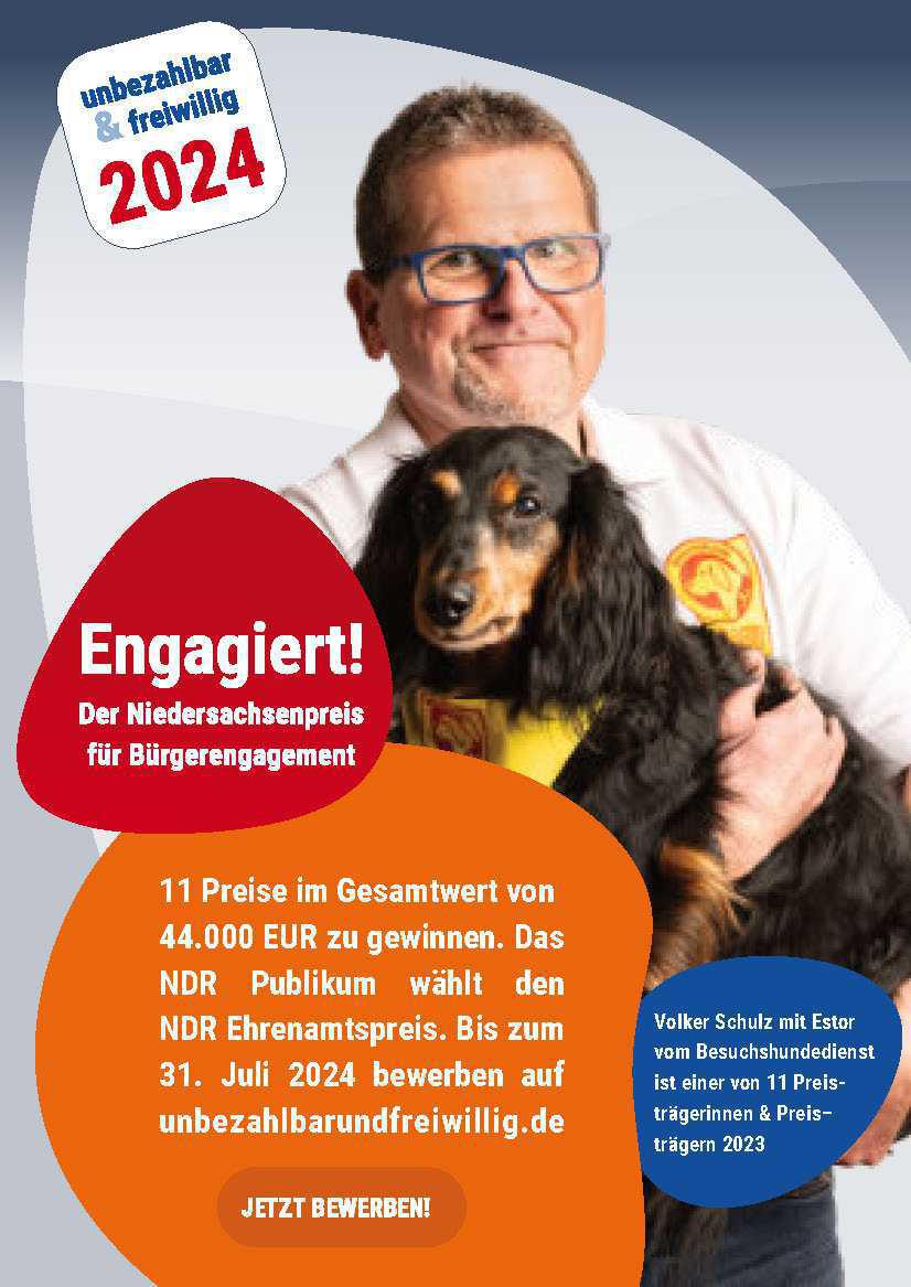 Bewerben Sie sich für den Niedersachsenpreis für Bürgerengagement Bewerben Sie sich für den Niedersachsenpreis für Bürgerengagement