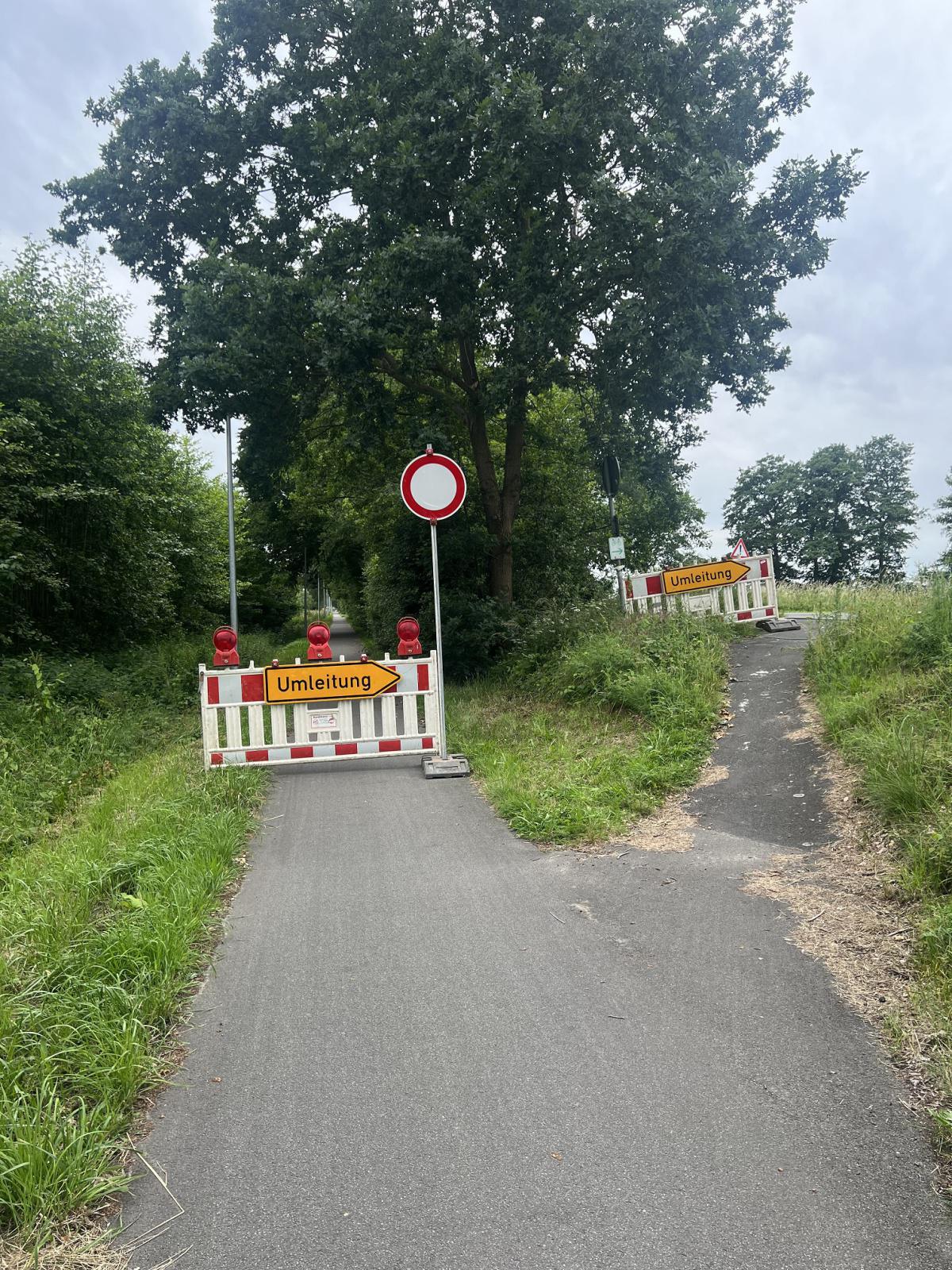 Sperrung des Radweges L 53 Sperrung des Radweges L 53