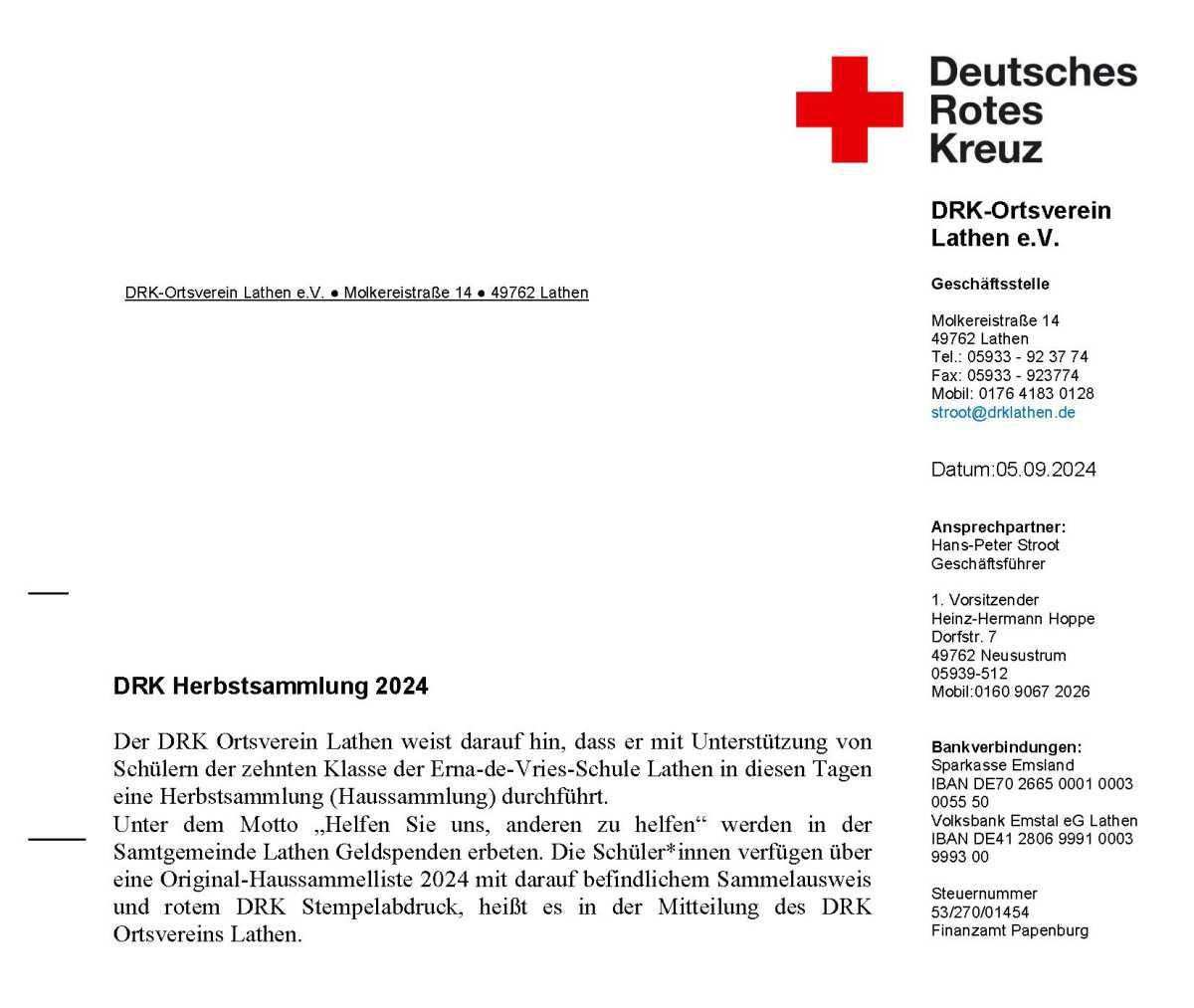 DRK Herbstsammlung 2024