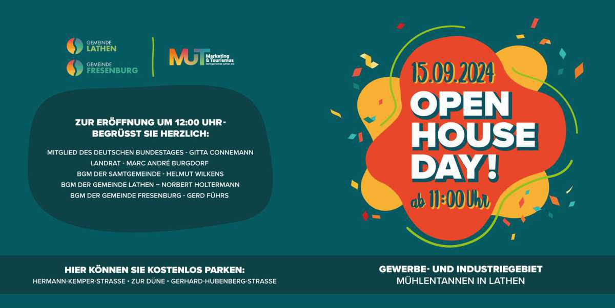 Jetzt Sonntag in Lathen: OPEN HOUSE DAY - Eröffnung mit Burgdorf und Connemann