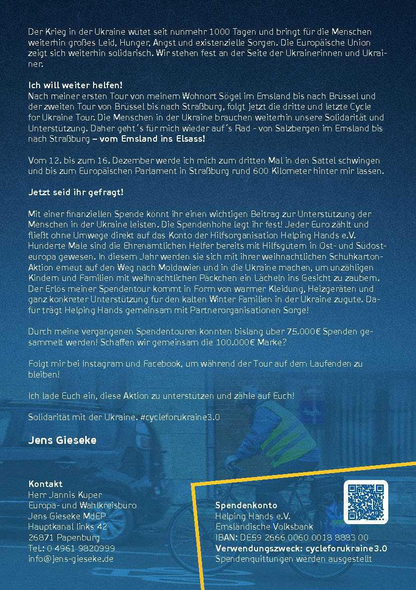 Spenden-Fahrradtour - Jeder € geht direkt an Helping Hands Spenden-Fahrradtour - Jeder € geht direkt an Helping Hands