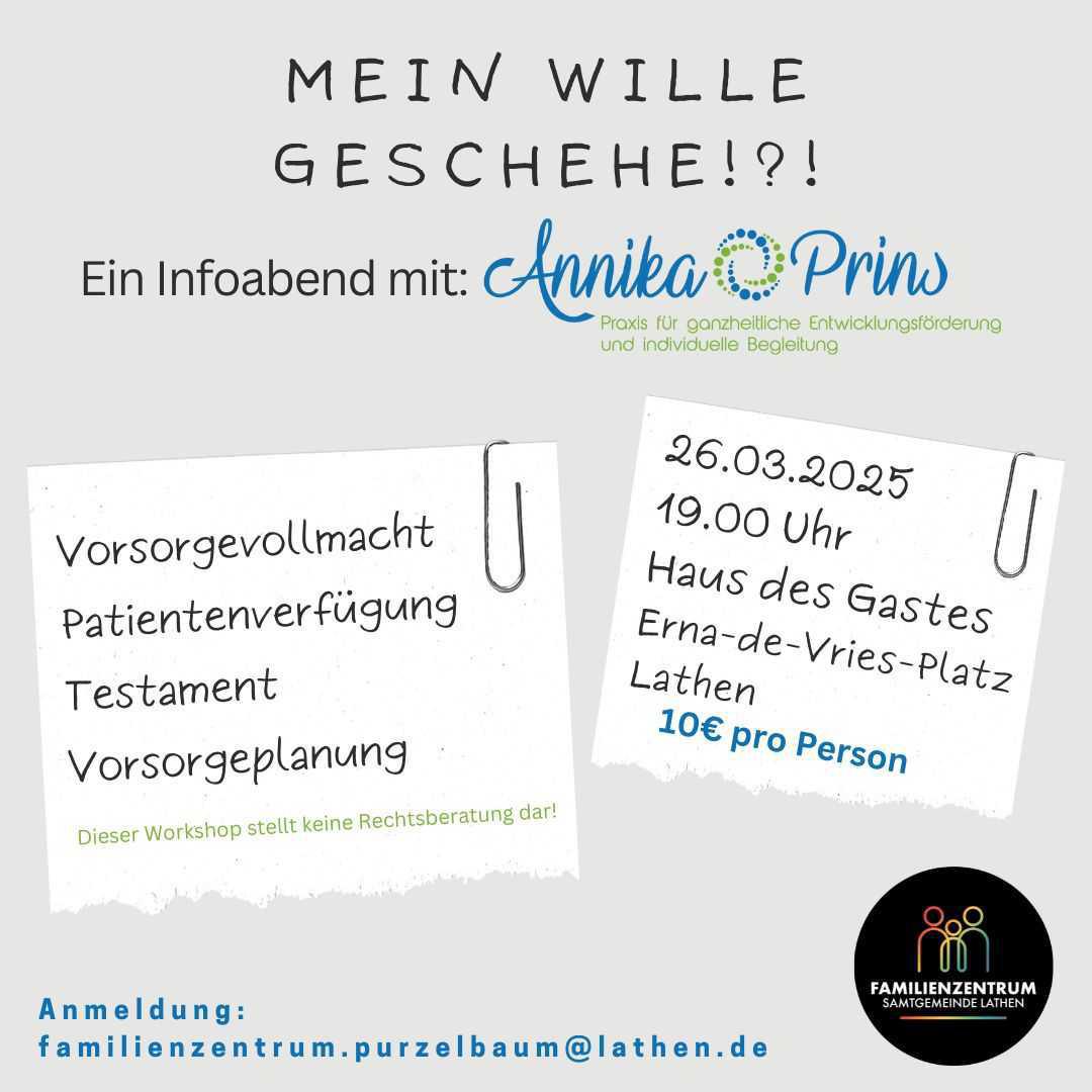 Informationsabend - Notfallvorsorge ist Familienfürsorge Informationsabend - Notfallvorsorge ist Familienfürsorge