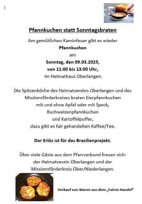 Pfannkuchen-Essen im Heimathaus in Oberlangen Pfannkuchen-Essen im Heimathaus in Oberlangen