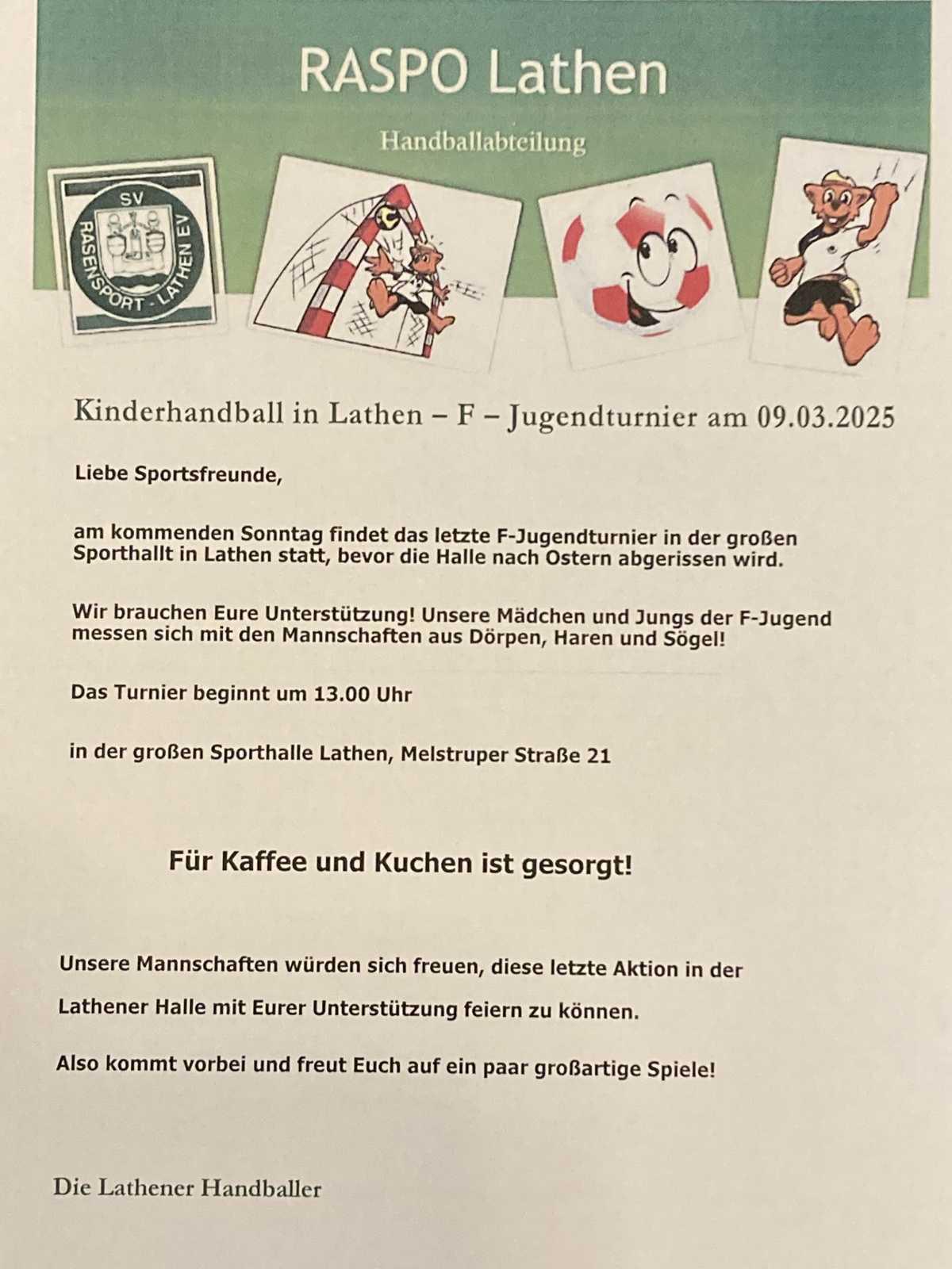 Letztes F-Jugend-Handballturnier in Lathen