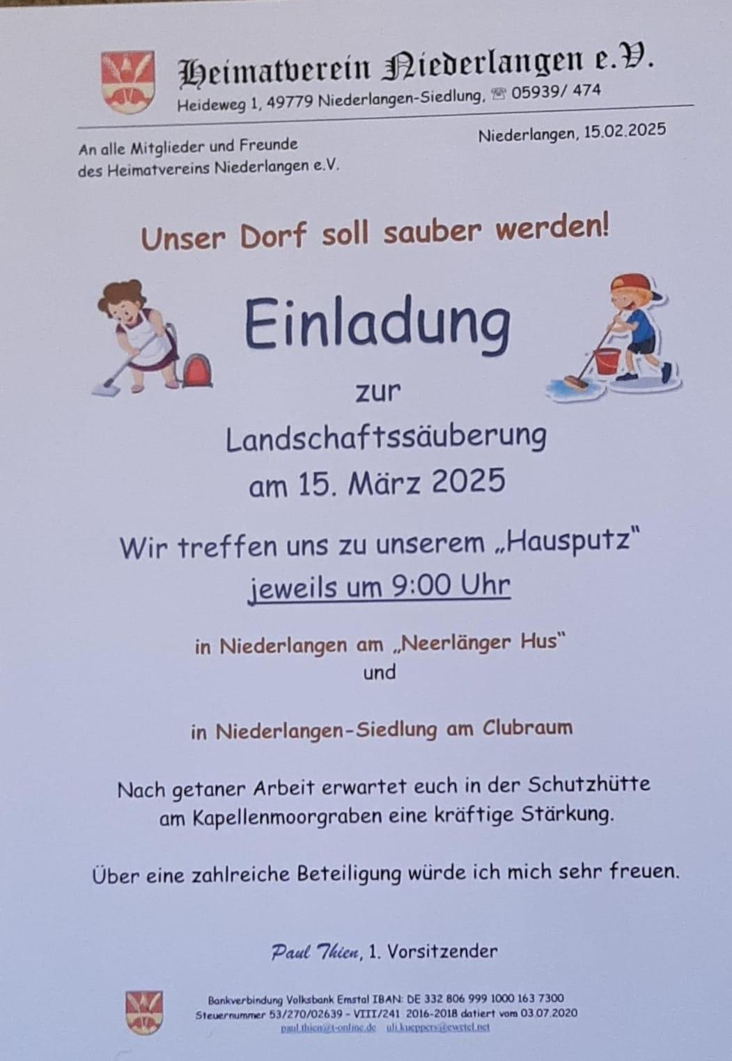 Landschaftssäuberung in der Gemeinde Niederlangen