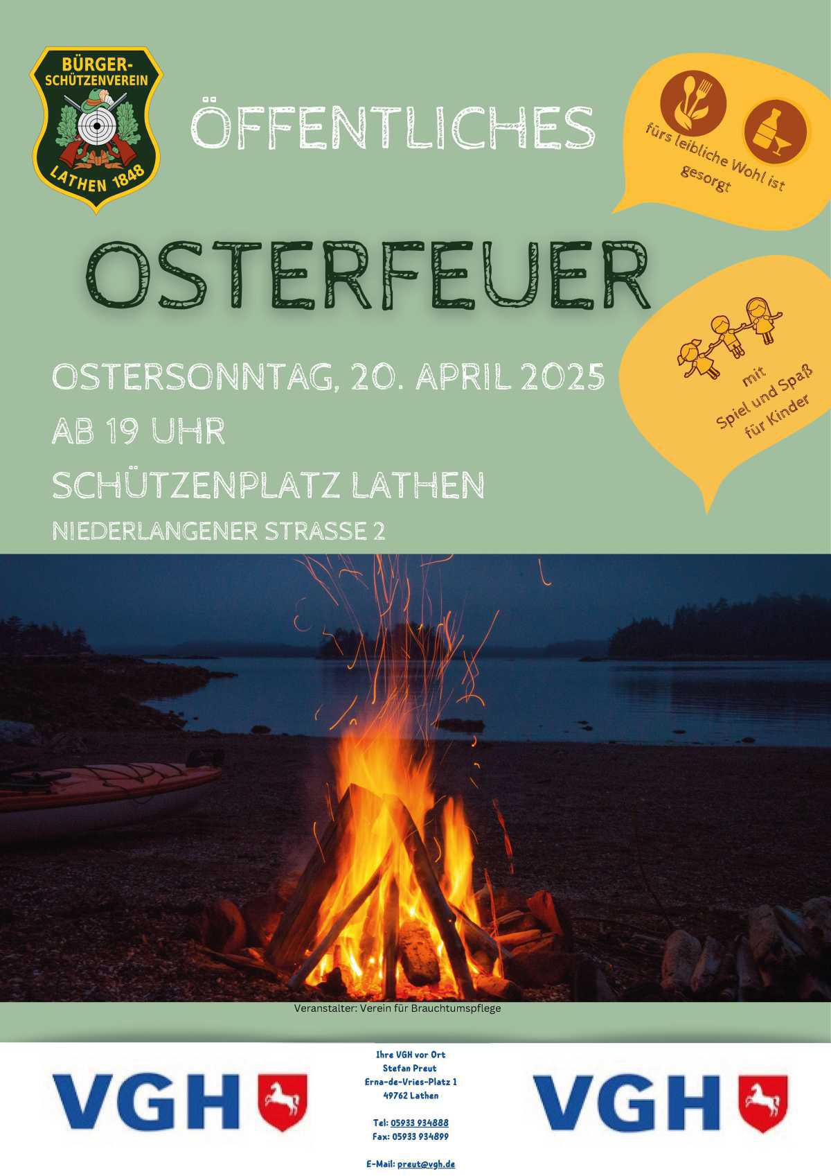 Öffentliches Osterfeuer auf dem Schützenplatz in Lathen Öffentliches Osterfeuer auf dem Schützenplatz in Lathen