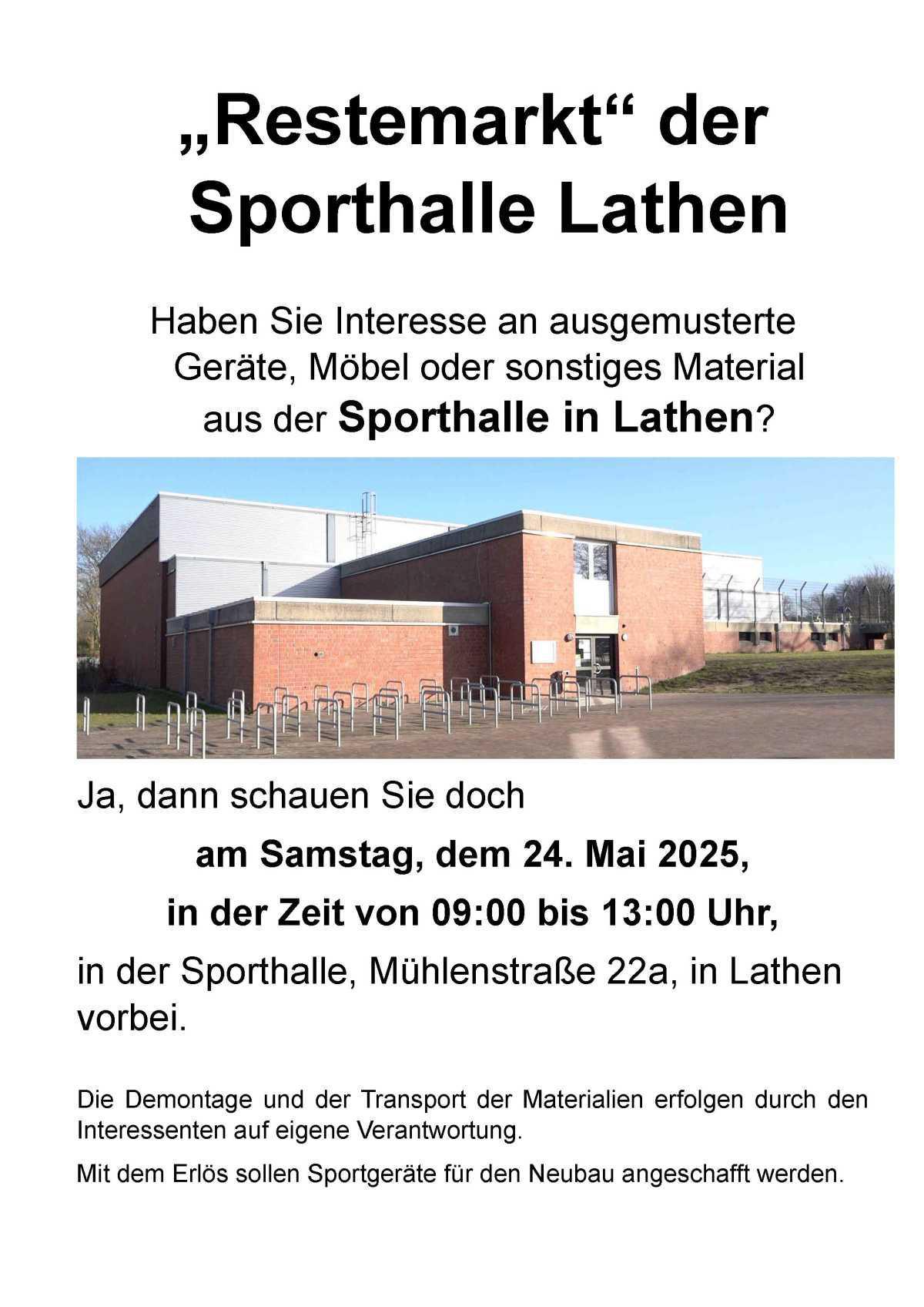 "Restemarkt" der Sporthalle Lathen