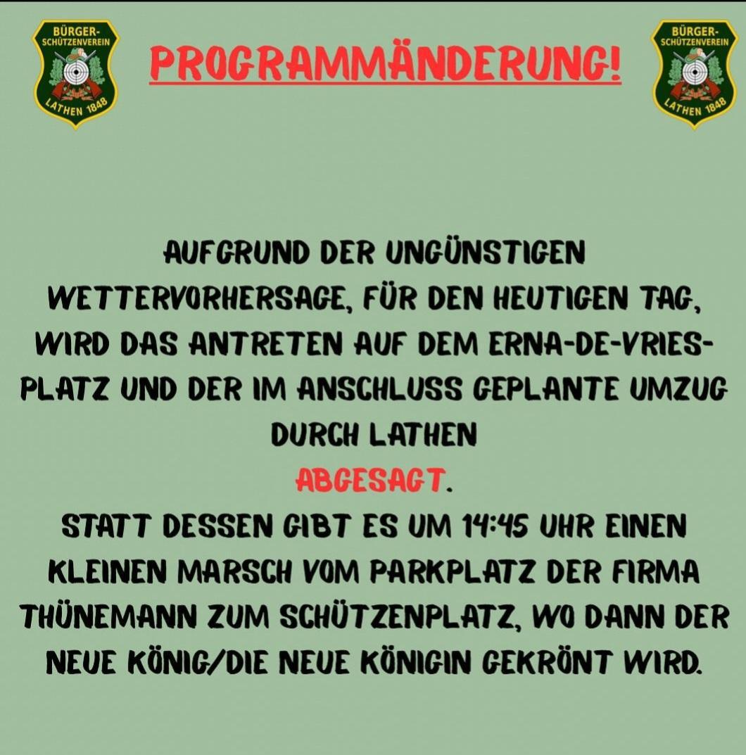 Lathen: Änderung im Schützenfestablauf 