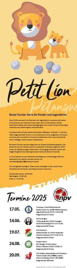 Petit Lion - Boule-Turnier-Serie für Kinder und Jugendliche am 24.08.2025 in Lathen 