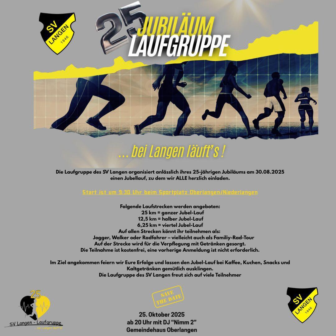 Jubiläumsfest 25 Jahre Laufgruppe SV Langen mit DJ "Nimm 2" 