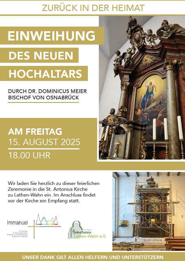 Einweihung des Hochaltars in Lathen-Wahn 