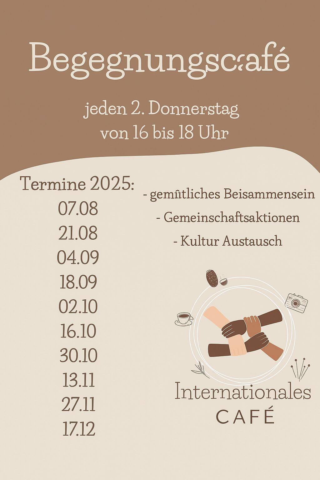 Internationales Begegnungscafé – wir treffen uns am 04.09.25 Internationales Begegnungscafé – wir treffen uns am 04.09.25