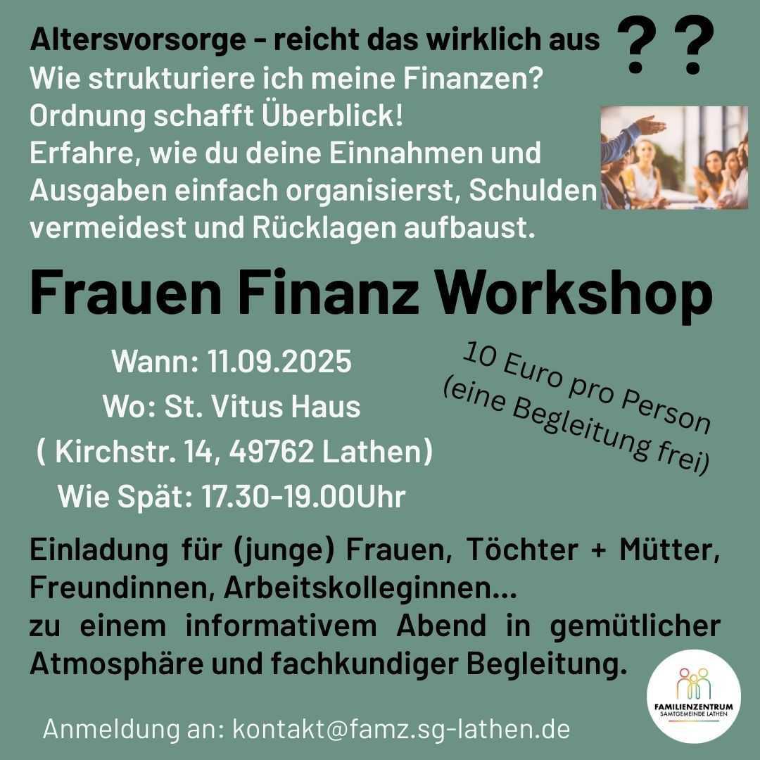 Frauen Finanz Workshop am 11.09.2025 