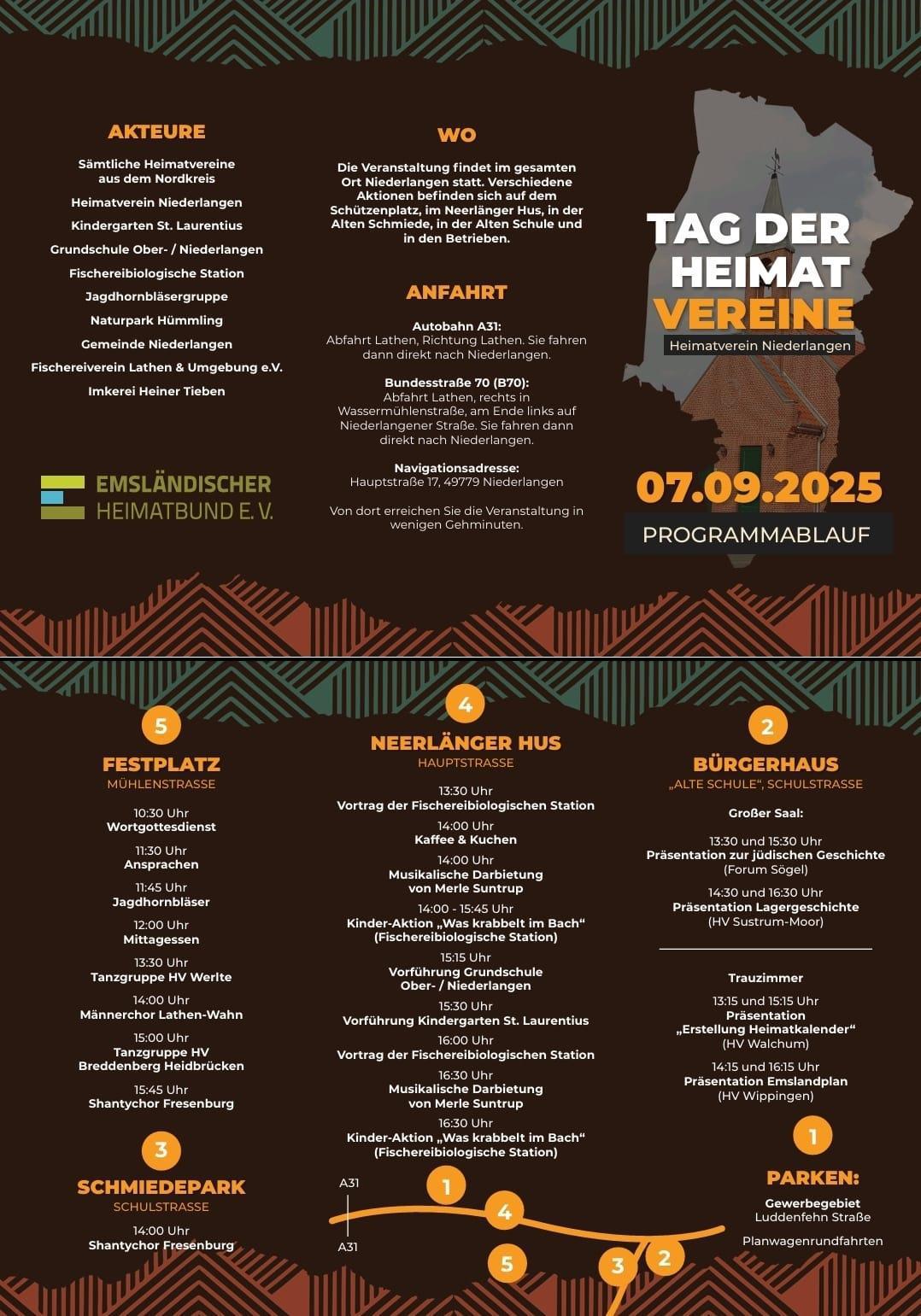 Programm für den Tag der Heimatverein in Niederlangen - 07.09.2025