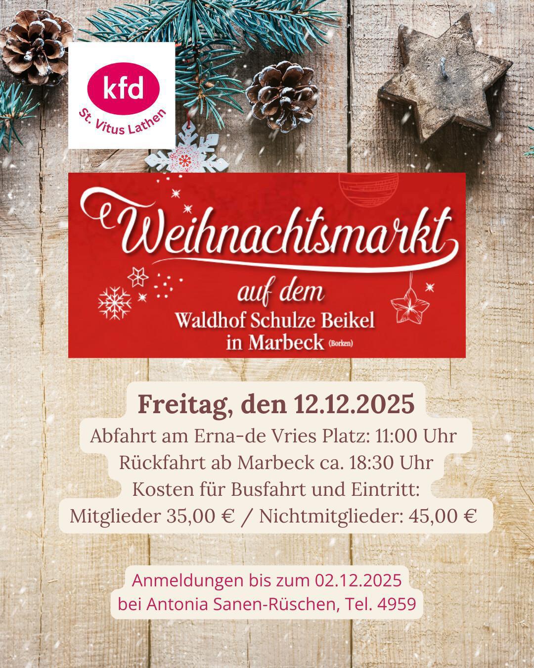 Fahrt zum Weihnachtsmarkt nach Marbeck (kfd St. Vitus Lathen) 