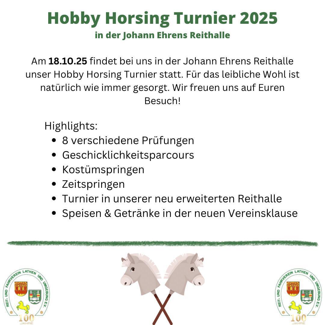 Hobby Horsing Turnier 2025 in der Johann Ehrens Reithalle am 18.10.2025