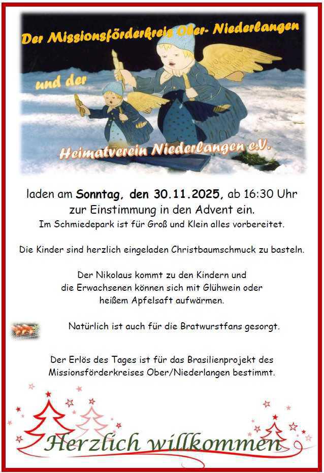 Einladung zur "Einstimmung in den Advent" Einladung zur "Einstimmung in den Advent"