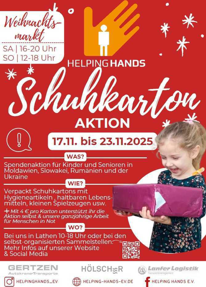 Helping Hands e. V. - Schuhkarton Aktion vom 17.11. bis 23.11.2025 