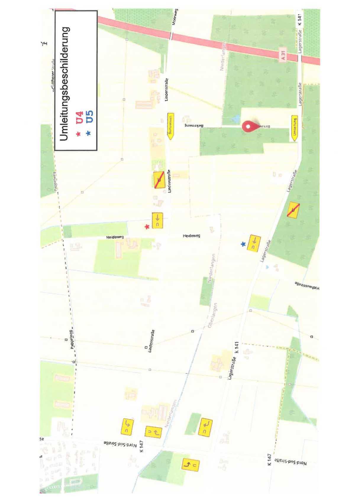 Straßensperrung in Niederlangen, OT Niederlangen-Siedlung
