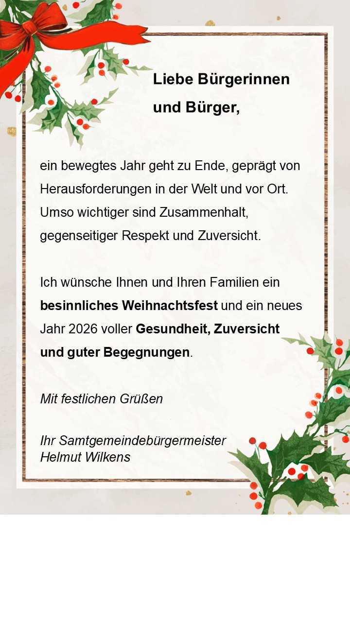 Besinnliche Weihnachtsgrüße und zuversichtlicher Ausblick auf das Jahr 2026
