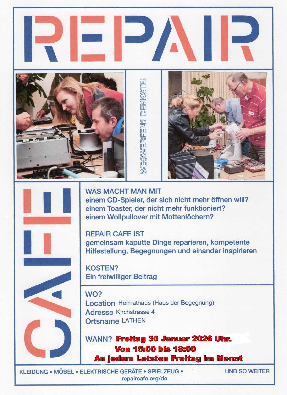 Wegwerfen? Denkste! Das Repair Cafe öffnet wieder am 30.01.2026!