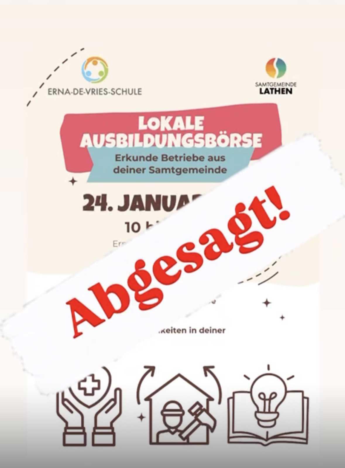 Heutige Ausbildungsbörse abgesagt! 